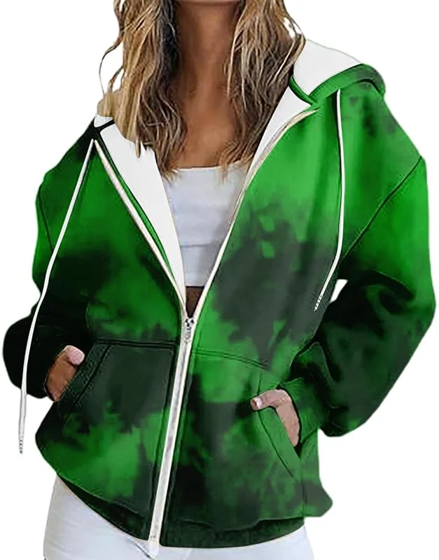 HOOUDO Zip Sweatshirt Damen Übergroße Jacket Einfarbige Loose Langarm Mit Durchgehendem Reißverschluss, Langen Ärmeln, Jacke Und Mantel Für Sweatjacke Kurzarm Lange Winterjacke Enge Sport — Heizkleidung