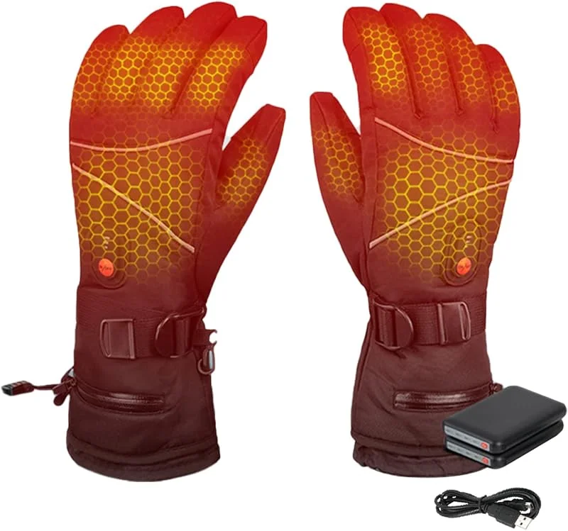 Beheizte, Touchscreen-elektrische Batterie-Heizhandschuhe für Radfahren, Camping, Skifahren, Arbeiten, Wasserdichtes und Winddichtes PU-Gewebe, Fleece-Futter, Wesentliche Winterwärme und — Heizkleidung