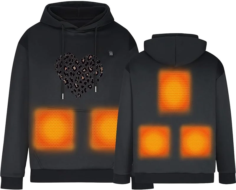 Ybing Beheizte Hoodie Damen und Herren Elektrisch Beheizbare Kapuzenpullover Modische Heheizte Sweatshirt mit Kapuze Locker Kapuzenpulli Warme Hoody Oberteile Autumn Winter Langarmshirt mit Tasche — Heizkleidung