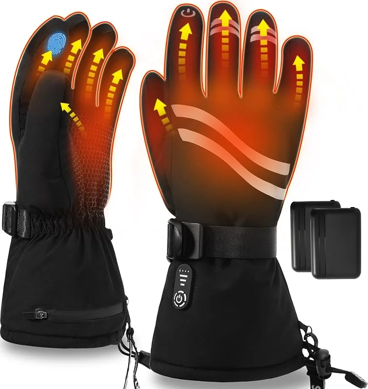 Beheizbare Handschuhe Herren Damen, Wiederaufladbare Elektrische Beheizte Handschuhe mit 2600mAh Akku 3 Heizstufen, Winter wasserdichte Handwärmer Handschuh Beheizbar Schwarz M — Heizkleidung