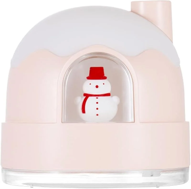Schlafzimmer-Luftbefeuchter, leuchtender Luftbefeuchter, niedliches Schneehaus-Design, USB-Silent-Mini-Luftverdampfer, Schlafzimmer-Rosa