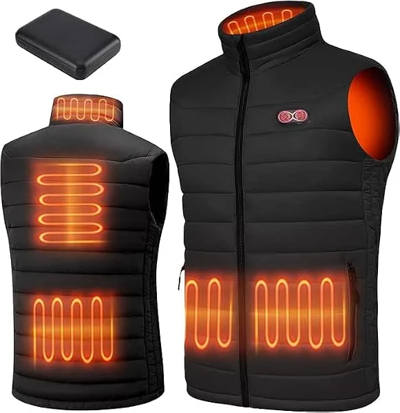 Beheizbare Weste für Herren Damen, Heizweste mit 10000 mAh Akku und 5 Heizzonen, Beheizbare Jacke für Skifahren und Jagen — Heizkleidung