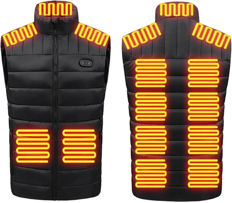 Beheizbare Weste Herren Damen 2024 Winter Unisex Thermoweste Elektrisch Beheizte Thermoweste 15 Heizzonen 2 Controller Wasserdichte Trekkingjacke Softshelljacken für Winterklettern Wandern Skifahren — Heizkleidung