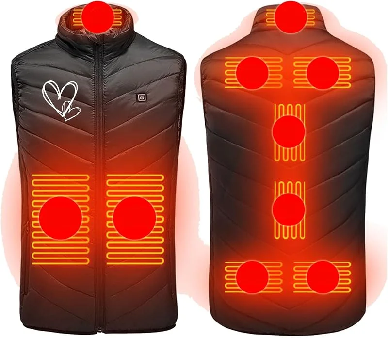 Testsieger Beheizbare Weste für Herren Damen USB Elektrische Heizweste 9 Heizzonen Beheizte Heizbereiche Wärmeweste mit Heizung jacke Outdoor Wandern Skifahren — Heizkleidung