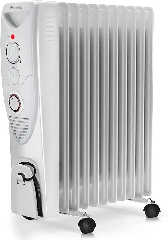Pro Breeze 2500W Ölradiator mit 11 Heizrippen und Rollen — Heizung Warmepumpe