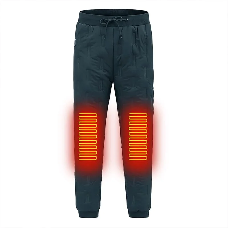 Beheizbare Winterhose für Herren 2024 Elektrische Heizhose Thermohose mit USB Aufladung 3 Heizzonen Schwarze Winddichte Beheizte Hose Geeignet zum Skifahren Wandern Thermostatische Knieschützer — Heizkleidung