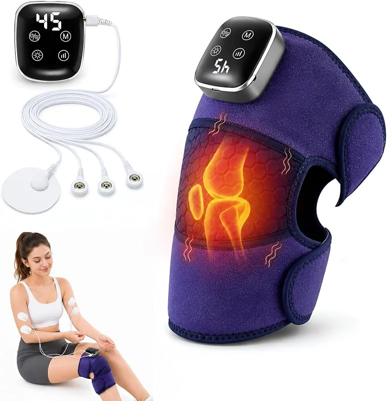 Knie Massagegerät mit Wärme, elektrischer Kniewärmer & Elektrodenpads, Blau — Heizkleidung