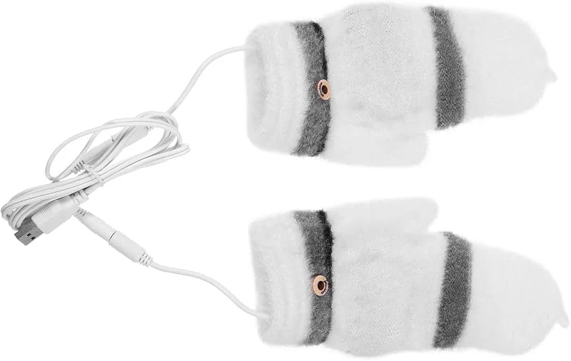Healvian USB Beheizbare Handschuhe Plüsch Weiße Thermohandschuhe für Winter — Heizkleidung