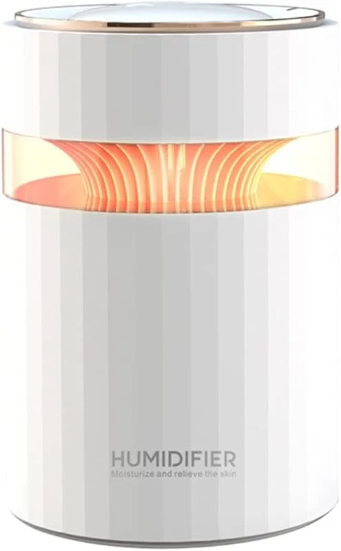 Luftbefeuchter USB-Luftbefeuchter mit Doppeldüse, 900 ml Wasserkapazität, kühler Nebelhersteller, Fogger mit buntem Nachtlicht, Ultraschall-Luftbefeuchter Raumluftbefeuchter (Color : White)
