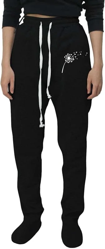 Generisch Damen Thermohose für Freizeit atmungsaktive Schlafhose mit geradem Bein Yoga-Hose mit Kordelzug farbblockierte Jogginghose als Unterwäsche — Heizkleidung