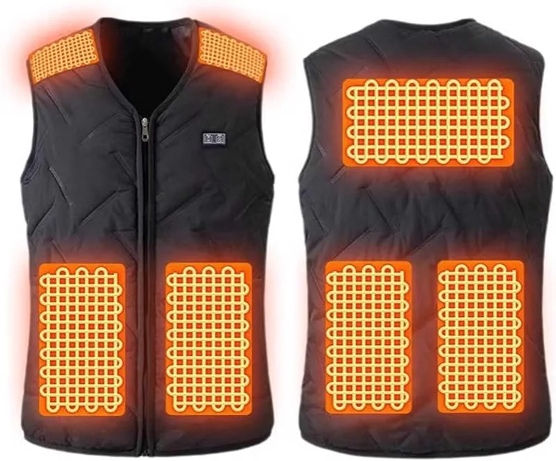 Beheizbare Weste Herren Damen Heizwesten mit 7 Heizzonen 3 Temperaturstufen Leichte Elektrische Heizweste Unisex Heizjacke Wärmeweste für Winter Outdoor (Ohne akku) — Heizkleidung