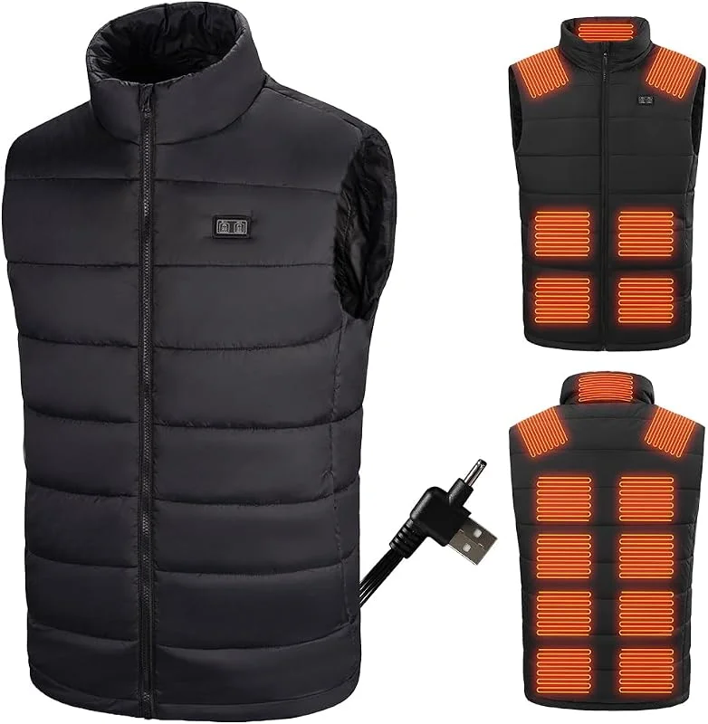 Rescien Beheizte Weste Herren Damen mit 15 Heizzonen Heizweste & 3 Temperaturstufen, 2025 Neu 5V, 7.4V-kompatibel, USB Elektrische Heizweste, Beheizbare Jacke, Unisex Wärmende Wärmeweste Heizjacke — Heizkleidung
