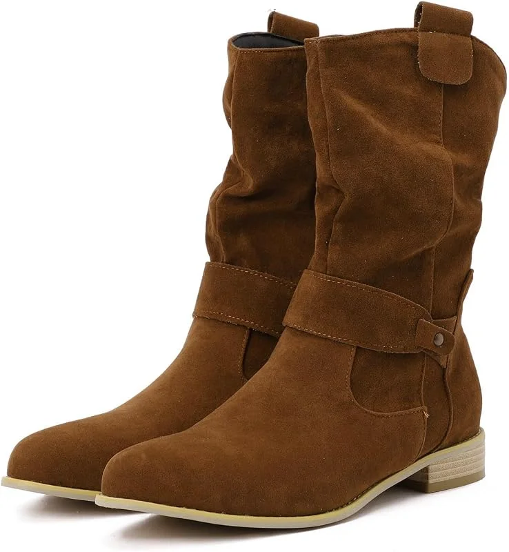 Generisch 2026 Stiefeletten Damen Elegant Halbstiefel Schlupfschuhe Stiefel Mit Schnalle Kurzstiefel Winterstiefel Blockabsatz Stiefeletten Damenstiefel — Heizkleidung