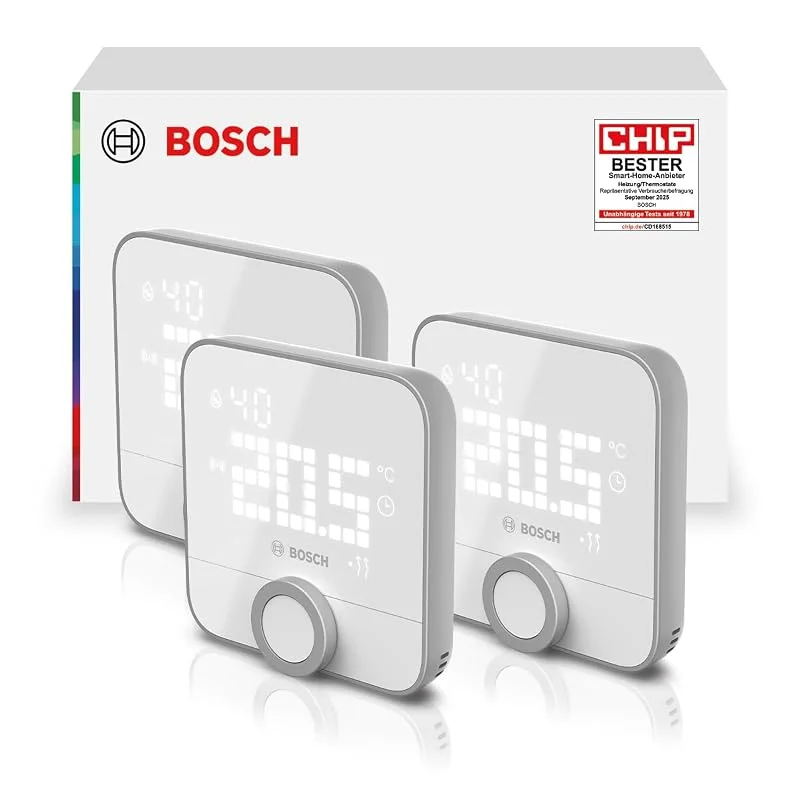 Bosch Smart Home Raumthermostat II für kabelgebundener Heizsysteme, 230 V, kompatibel mit Google Assistant und Alexa, 3er Set, White — Heizung Warmepumpe