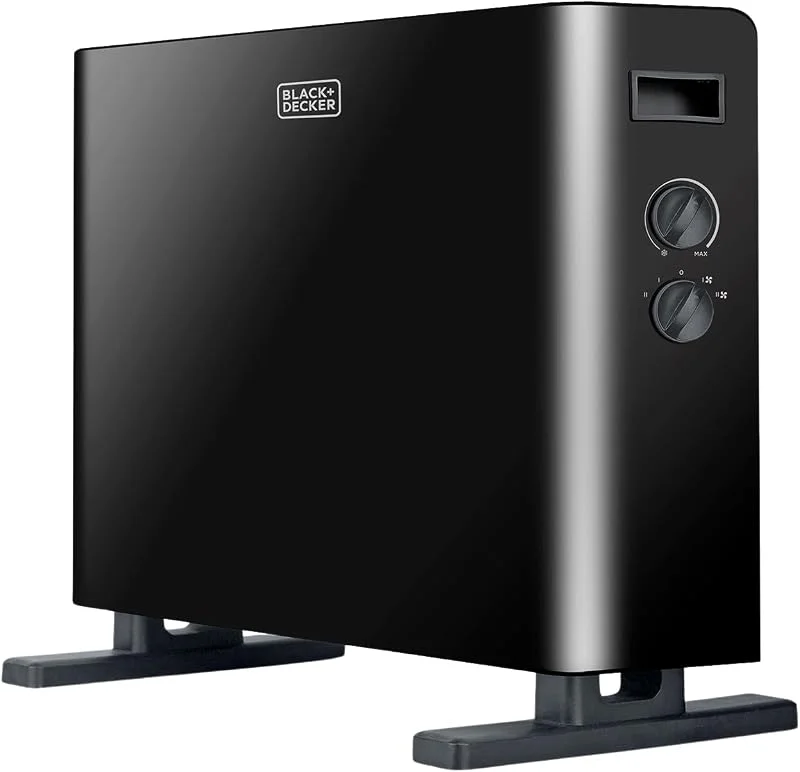 BLACK+DECKER - Konvektor 2000 W, Turbo-Ventilation, Integriertes Thermostat, 2 Leistungsstufen, Überhitzungsschutz, Schwarzes Metall-Design — Heizung Warmepumpe