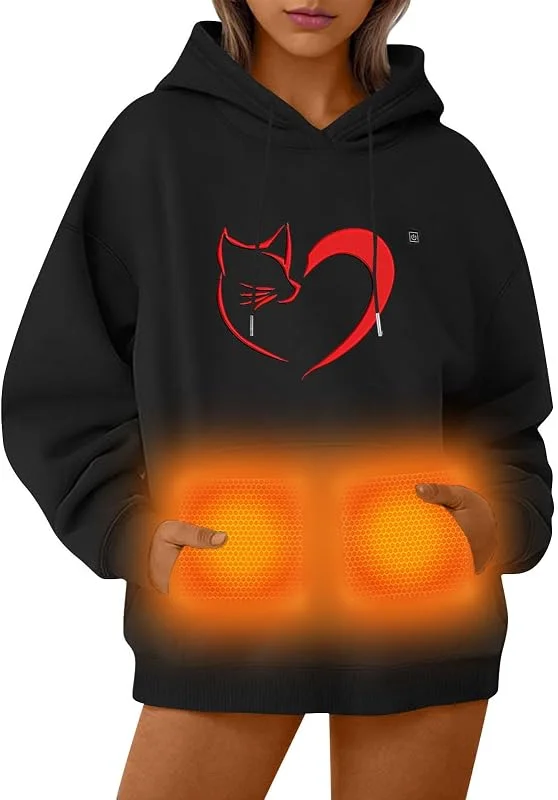 Beheizbarer Hoodie Damen Herren Kapuzenpullover Winter Beheizbare Pullover mit Kapuze Unisex Hoody Elektrische Beheizte Kapuzenpulli mit 5 Heizzonen Outdoor Heizjacke Heizweste Wärmende Sweatshirt — Heizkleidung