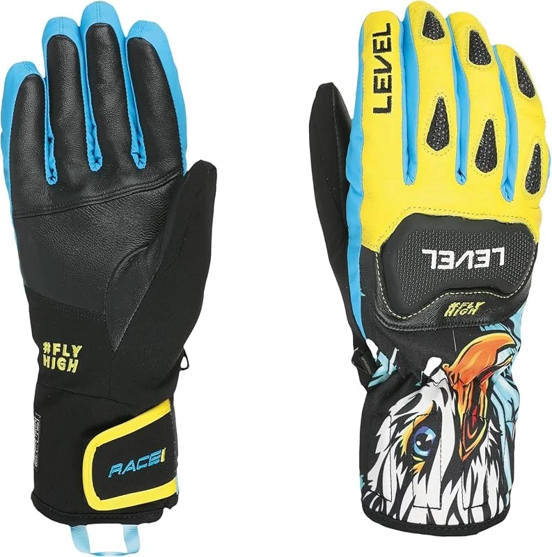 Level Replica - Skihandschuhe Herren, Knöchelschützer aus Leder und Stoff, Winterhandschuhe Herren Wasserdicht für Extreme Kälte, Thermohanschuhe für Skifahren, Schneebekleidung — Heizkleidung