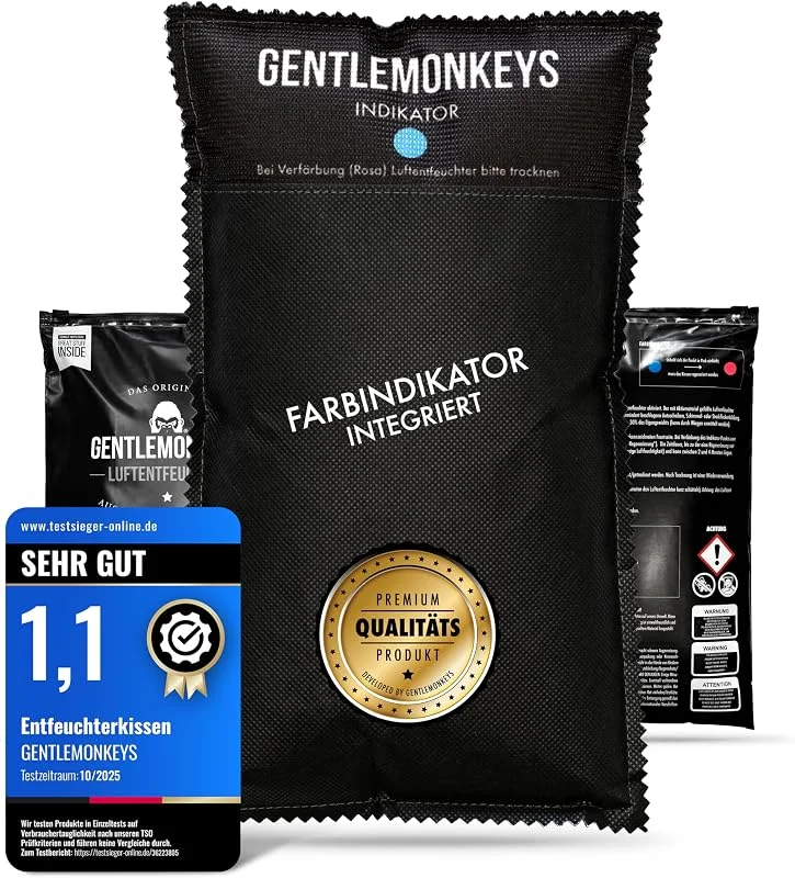 GENTLEMONKEYS Luftentfeuchter Kissen (1kg) - Mit Farbindikator — Luftbefeuchter
