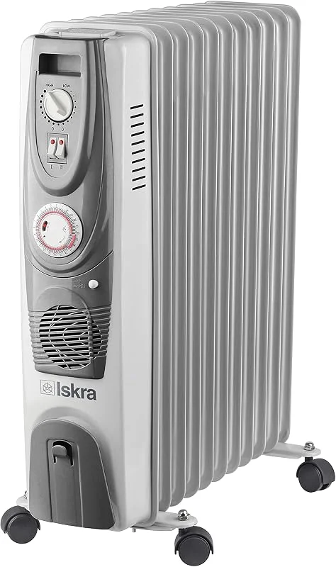 ISKRA ÖLRADIATOR (2900 Watt), inkl. Heizlüfter, dreifacher Überhitzungsschutz, 24h Timer, einstellbarer Thermostat — Heizung Warmepumpe