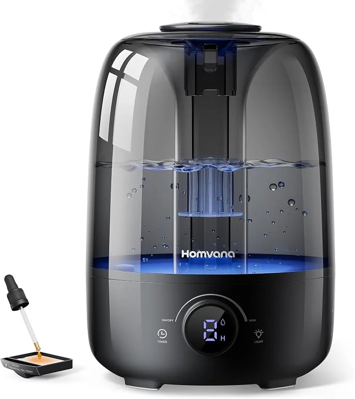 Homvana Luftbefeuchter Schlafzimmer, TopFill Raumbefeuchter (4L, Schwarz)