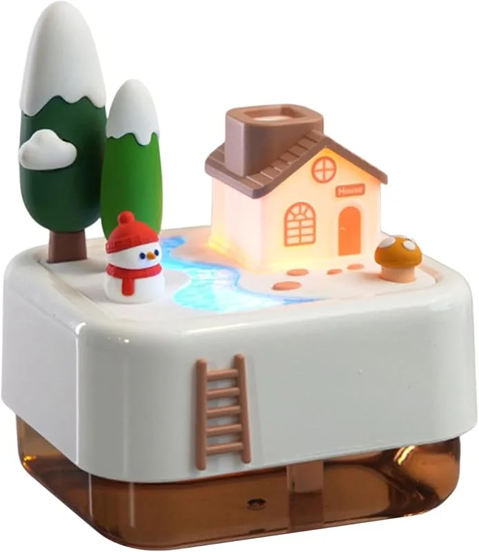 Tisch-Luftbefeuchter Weihnachts-Schneehütte-Design mit Kaltnebel, Timer und