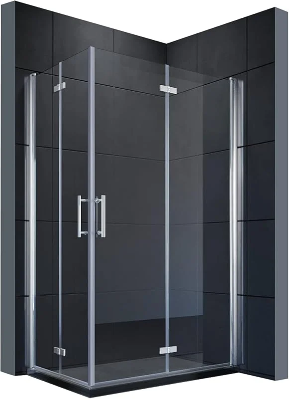 SONNI Duschkabine Eckeinstieg 80x120cm, 6mm Nano-ESG, 2-fach faltbar, Silber — Heizung Warmepumpe