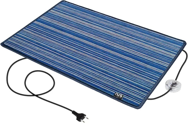 Mi-Heat Chenille Blau 50x75cm Beheizbarer Teppich mobile Fußbodenheizung Infrarot 100 Watt ca. 40°C Heizmatte 230V Heizteppich elektrisch Fußwärmer Büro Schreibtisch Winter — Heizung Warmepumpe