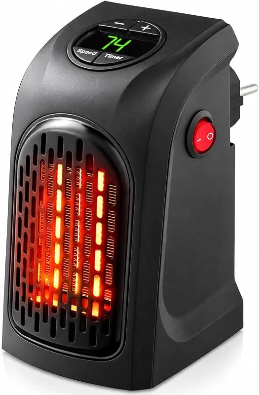 Zusatzheizung mit Steckdose für Badezimmer – Zusatzheizkörper – tragbare Mini-Heizung für Steckdose – Thermostat Timer LED-Anzeige – Temperatur: 15 – 32 ℃ – 400 W — Heizung Warmepumpe