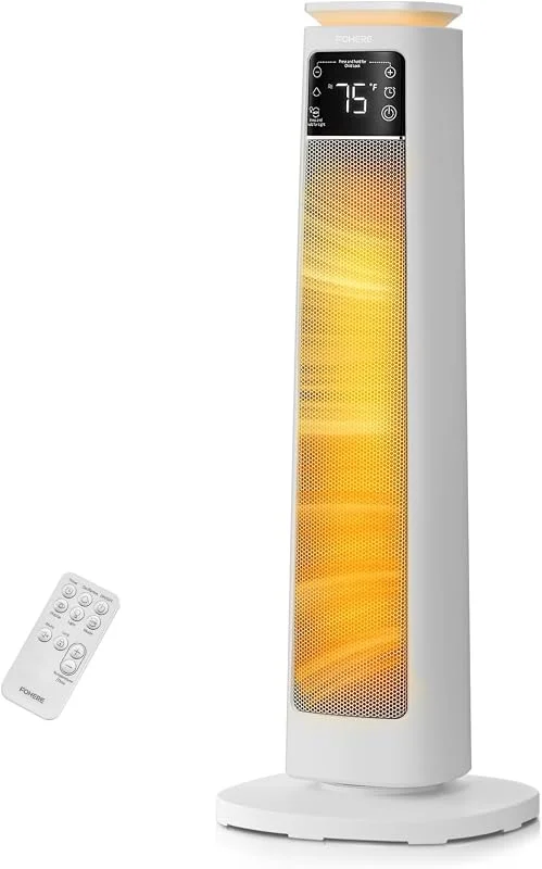 Heizlüfter Energiesparend, 2000W PTC Keramik Heizlüfter leise, ECO-Modus für geringen Stromverbrauch, Fernbedienung, Timer, Überhitzungs-Kippschutz, Elektroheizung für Home-Office & Wohnung — Heizung Warmepumpe