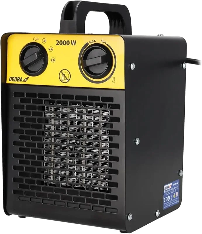 DEDRA Elektrische Heizung Heizfläche 20 m² – Quadratische 2, 0 kW, keramisch PTC-Heizelement, für gut isolierte Räume, Thermostat, Überhitzungsschutz, drei Betriebsarten, leiser Betrieb — Heizung Warmepumpe