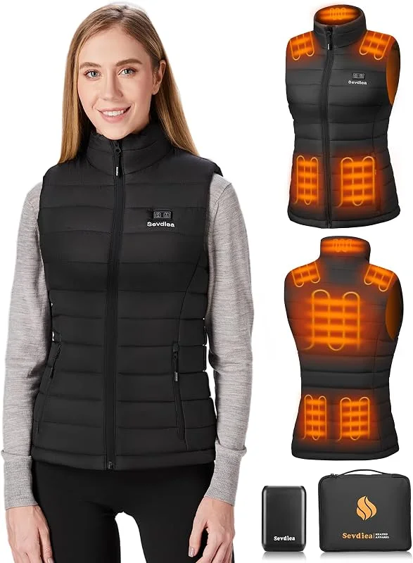 Heizweste Damen mit Powerbank 16000mah 7.4V, Beheizte Weste Damen, Leichte Elektrische Wärmeweste, Geeignet Zum Radfahren, Outdoor-Arbeit — Heizkleidung