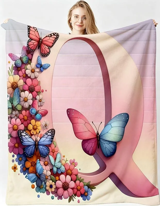 Kuscheldecke XXL 220x240 cm Buchstabe Q für Sofa, Doppelbett-B292 — Heizung Warmepumpe