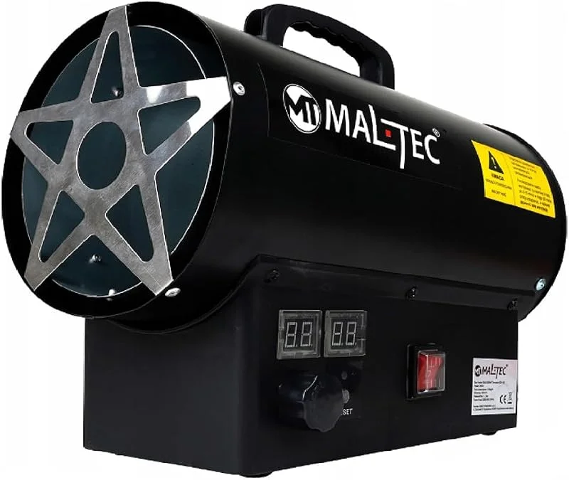 MalTec GAS-2500Wtt Hohe Leistung 25kW Lufterhitzer HeizLüfter Warmluftgebläse für LPG mit Thermostat Griff, Überhitzungsschutz, Schlauch, Druckminderer — Heizung Warmepumpe