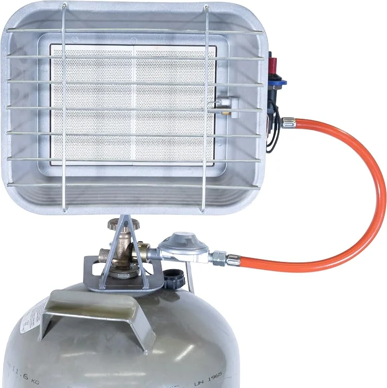 Güde Gasheizstrahler GHS 4200PIEZO (2, 9-4, 5 kW Heizleistung, 210-327 g, h Gasverbrauch, 40 cm Gasschlauch, rostfreier Reflektor, Schutzgitter, Druckminderer, Piezozündung, Thermosicherheitselement) — Heizung Warmepumpe