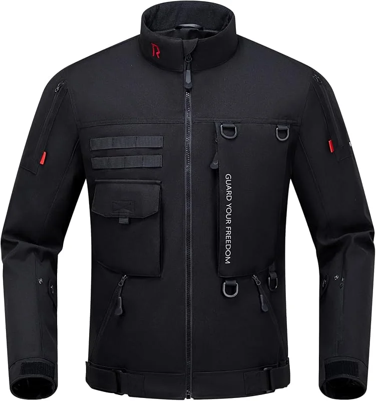 RIDEIRON Motorradjacke Herren Winter CE Class A mit Schulter- und Ellenbogenpolstern(CE-2), herausnehmbarem Innenfutter winddichtem Motorradschutz Schwarz-L — Heizkleidung