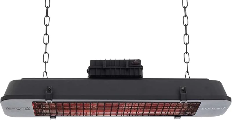 Outdoor Infrarot Deckenheizstrahler Vintage Dark 2500W Terrassenstrahler Heizer Wärmestrahler 2 Leistungsstufen 1250W, 2500W — Heizung Warmepumpe