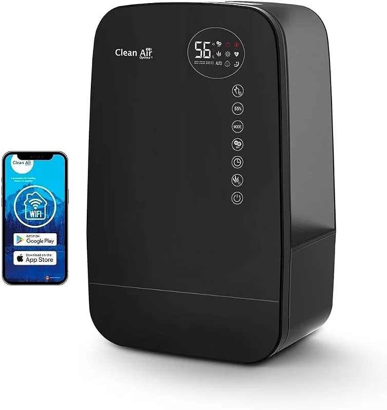 Luftbefeuchter mit Ionisator und Aromatherapie - Clean Air Optima CA-607B Smart - Befeuchtungsleistung max. 480 ml, h - Wassertankinhalt 5, 5 Liter - Geeignet für Räume bis 65m², 160 m³ (Black)