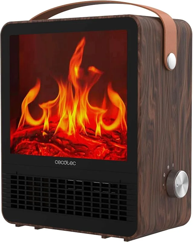 Cecotec Keramik-Heizlüfter für den Tisch mit niedrigem Verbrauch – ReadyWarm 1500 Ceramic Flames. 1500 W, Flammeneffekt-Licht, regulierbares Thermostat, 2 Modi, dreifaches Sicherheitssystem, für 15 m² — Heizung Warmepumpe