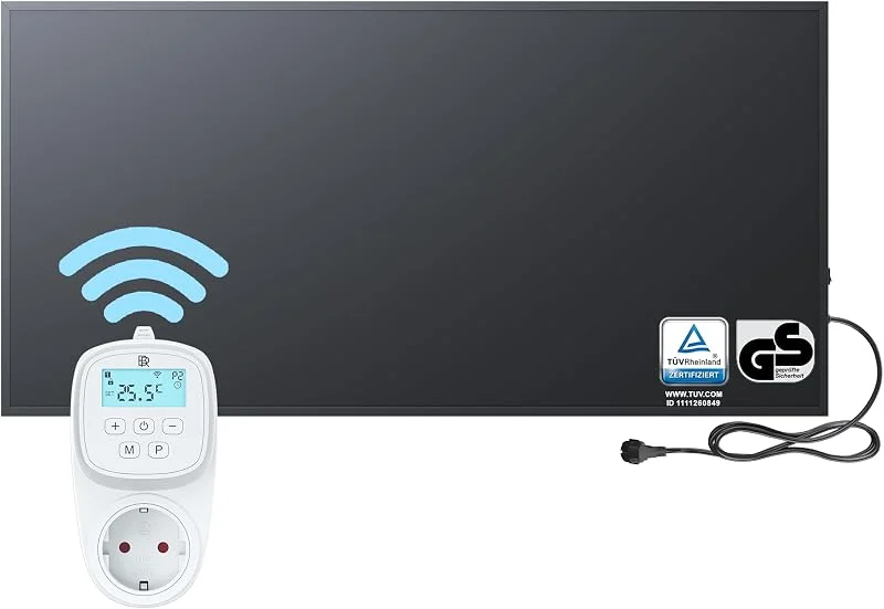 BR Bringer Infrarotheizung 1000 Watt - mit Smart Thermostat und App - Infrarot Elektroheizung Energiesparend - TÜV & GS - Deutsche Qualitätsmarke (schwarz) — Heizung Warmepumpe