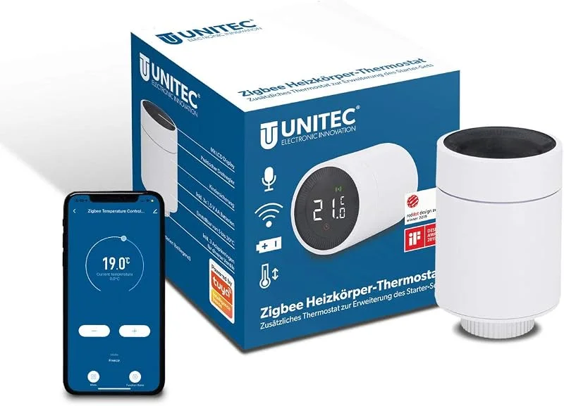 UNITEC Smart Heizkörper-Thermostat Erweiterung mit LCD Display, kompatibel mit Amazon Alexa und Hey Google, ‎30946 — Heizung Warmepumpe