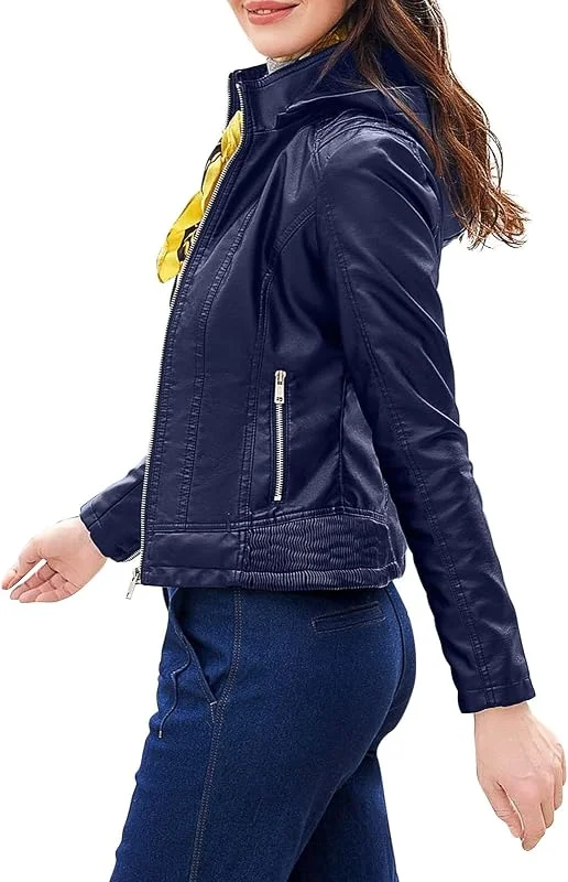 Ansenesna Lederjacke Damen Gefüttert Mit Kapuze Winterjacke Damen Leder Warm Wintermantel Frauen Elegant Ledermantel Mit Fell Innenfell Damen-Jacken mit Reissverschluss Lederoptik Mantel — Heizkleidung