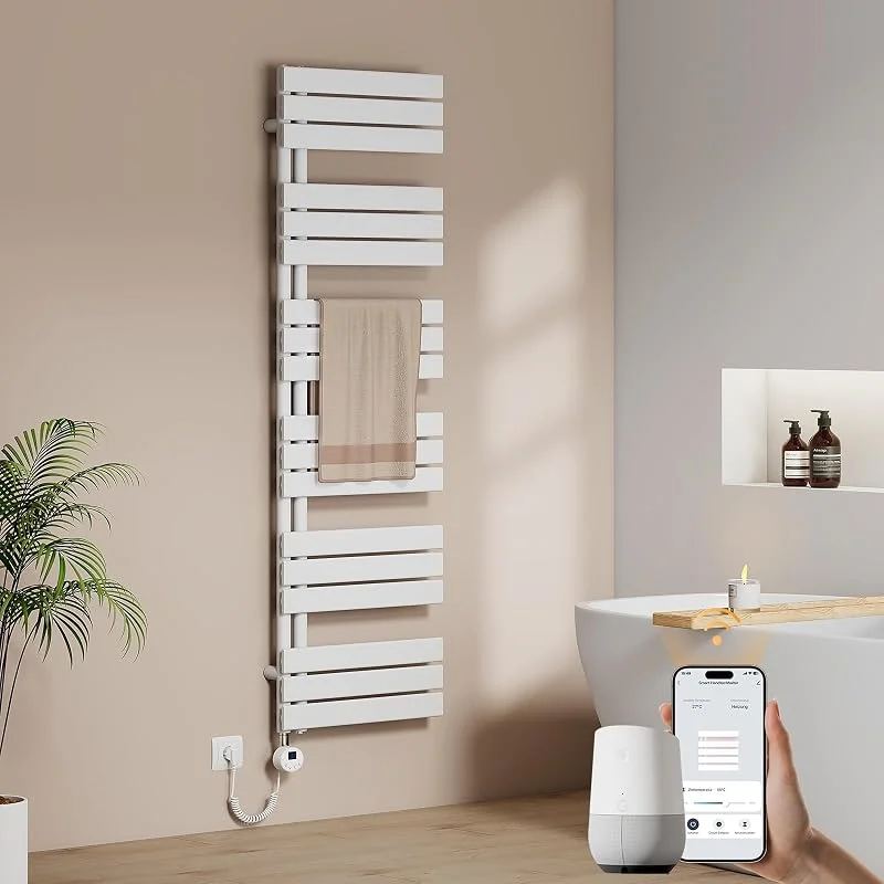 EMKE WiFi Handtuchheizkörper Elektrisch 1599x500 mm - Flach Badheizkörper Elektrisch, Elektrischer Handtuchwärmer Handtuchtrockner Handtuch Heizkörper Bad mit Thermostat und Heizstab - 1000W, Weiß — Heizung Warmepumpe