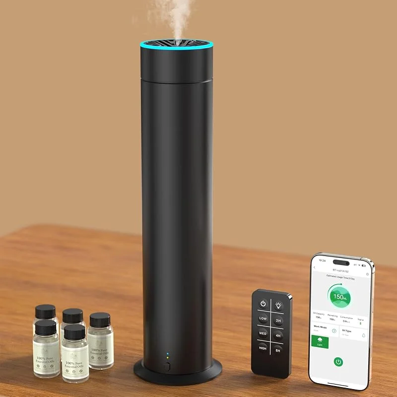 Wasserloser Aroma Diffuser Set, ShinePick Smart Aroma Diffusor Wasserlos Ätherische Öle Diffuser Ohne Wasser Duftdiffusor Luxus Raum Luftdiffusor mit 5 Flaschen Ätherischer Öl — Luftbefeuchter