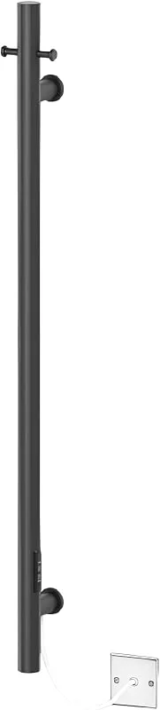 Manissa Elektrischer Bademante Handtuchmantel Mantel Warmer Schwarzer vertikaler Badezimmer-Hängestange Trockner Edelstahl 1100 mm Höhe x 38 mm Schlauch — Heizung Warmepumpe