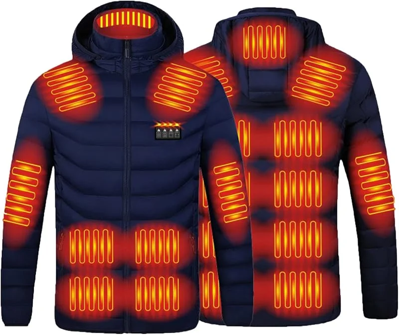 Battnot Beheizbare Jacke Herren Damen Heizjacke Beheizbare Jacke mit kapuze, Warme Pufferjacke, Beheizte Jacke Heizjacke Beheizte Weste Winterjacke für Outdoor Wandern Jagd Motorrad Camping — Heizkleidung