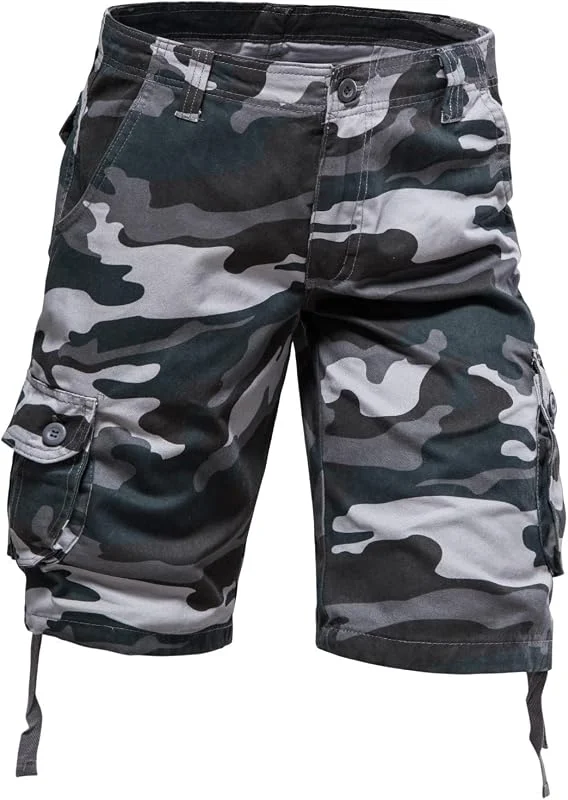 Shorts Herren Baumwolle Komfort Weich Kurzehose CamouflAG1e Kurze Mit 6 Taschen Und Verstellbarem Kordelzug Cargoshorts Arbeitsshorts Loose Fit Strandhose Sommerhose Alltägliches Papas Shorts — Heizkleidung