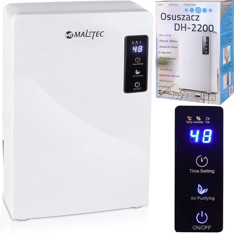 MALTEC 5901924217862 Entfeuchter DH-2200, Signalisierung des Entleerungsbedarfs, Leistungsstark, geräuscharm, automatisches Auftauen, Kompakt, Betrieb bei niedrigen Temperaturen — Luftbefeuchter