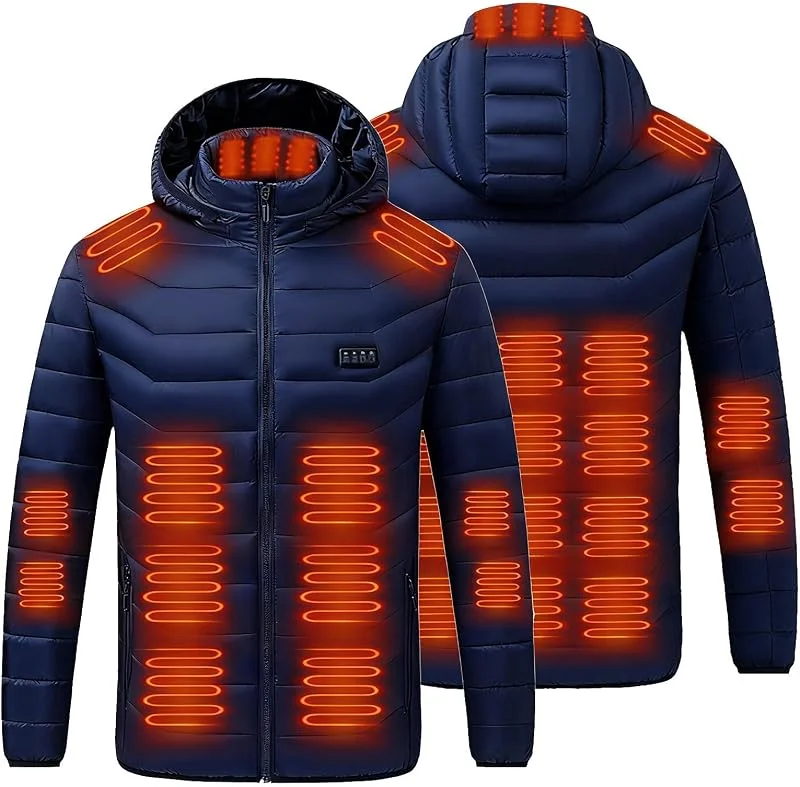 Beheizbare Steppjacke Herren Elektrische Heizjacke Abnehmbar Kapuze Jacke — Heizkleidung