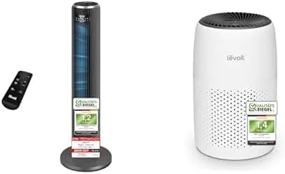 Levoit 23dB Leiser Turmventilator, Ventilator mit Kühlung+Core Mini - Aroma Luftreiniger — Luftbefeuchter