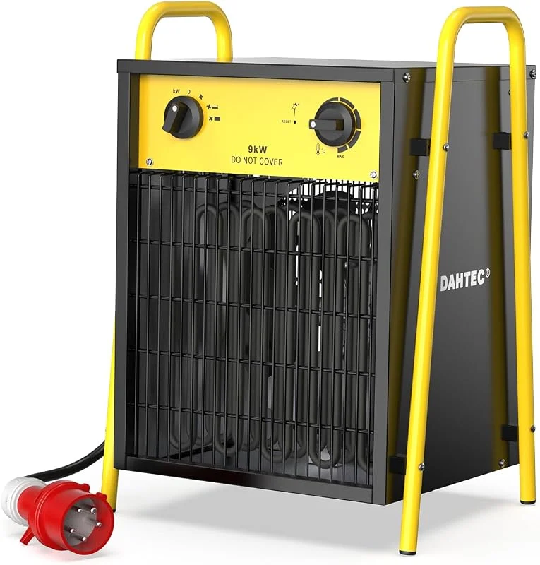 DAHTEC 9 kW Elektro Heizlüfter Große Räume mit Thermostat & 3 Heizstufen — Heizung Warmepumpe